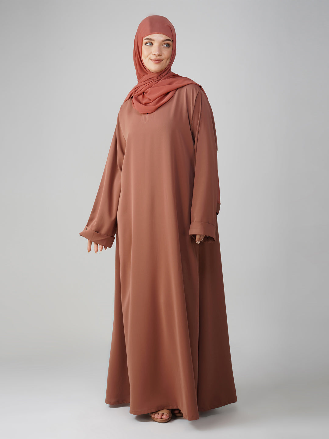 Basic Abaya With Fold Sleeves Set