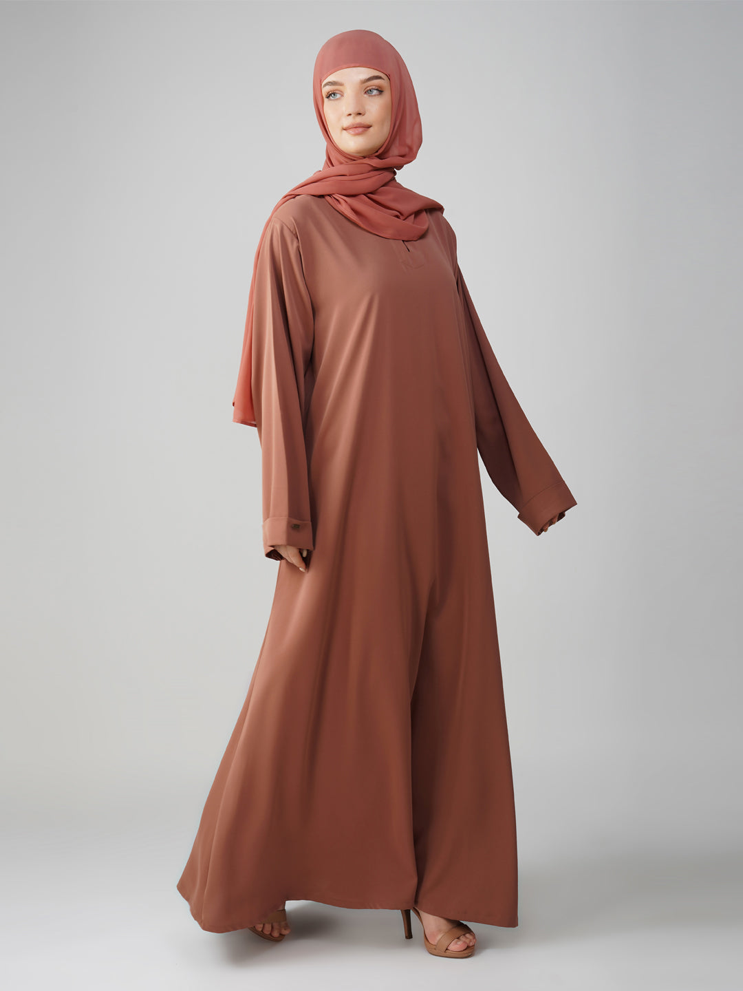 Basic Abaya With Fold Sleeves Set