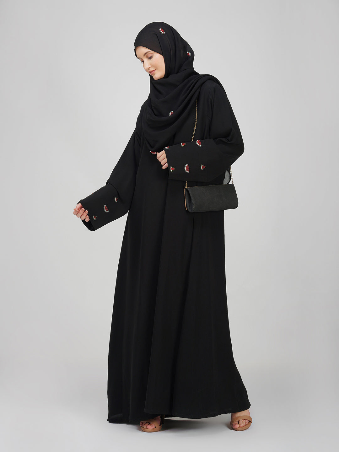 Watermelon Beadwork Abaya Set