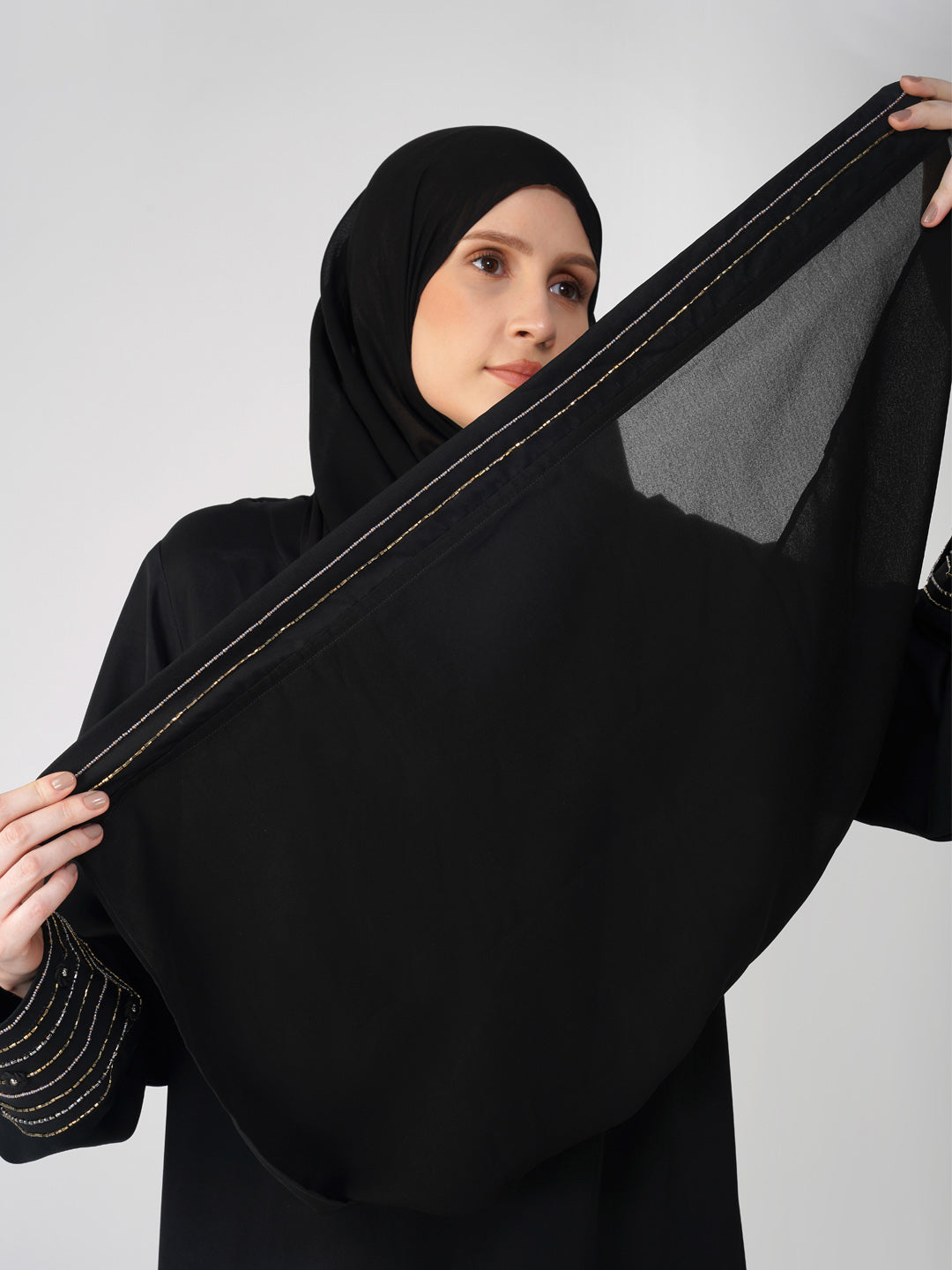 Kehkeshan Rose Handwork Abaya Set