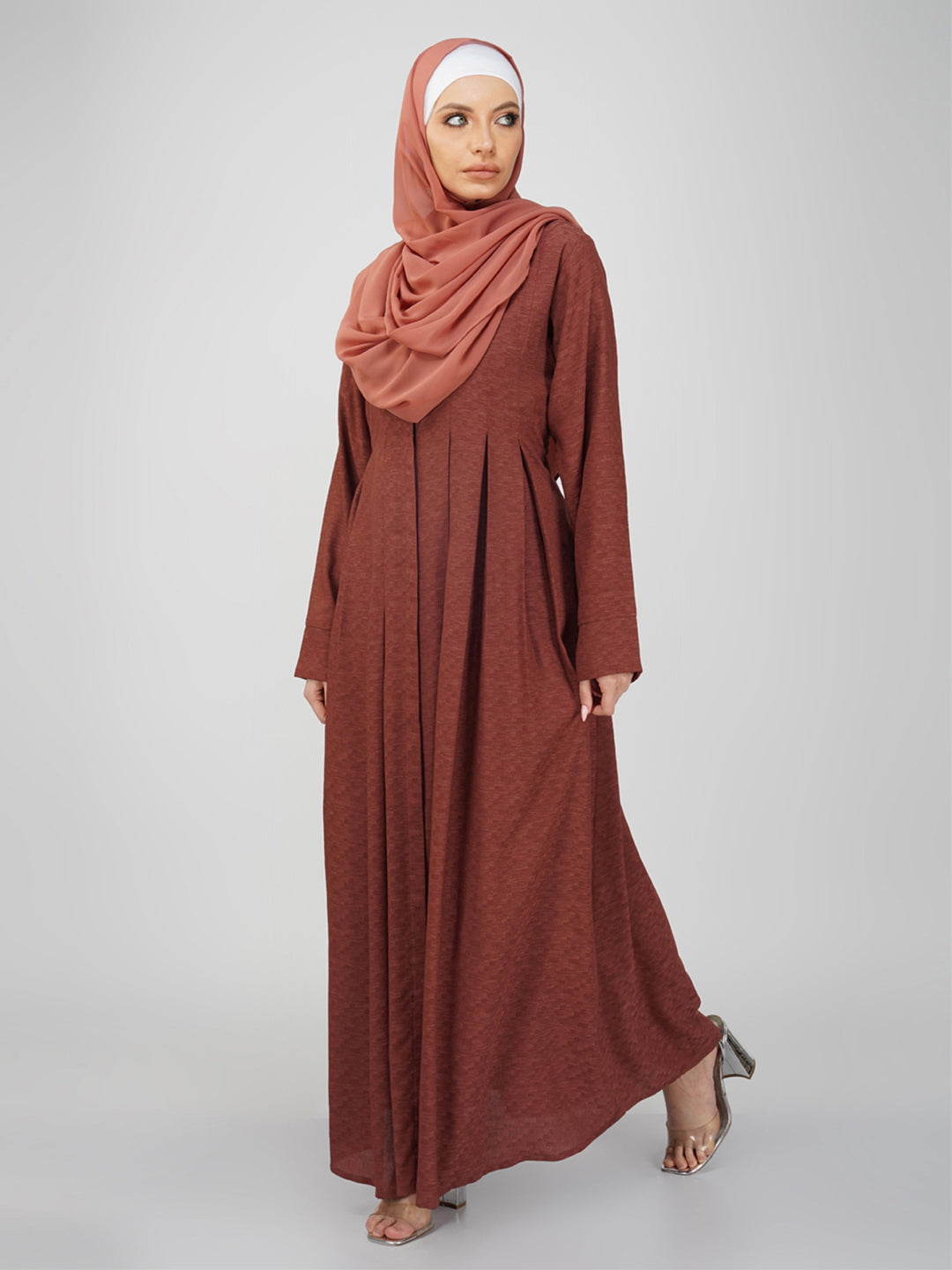 Saida Front Open Pleated Abaya Set