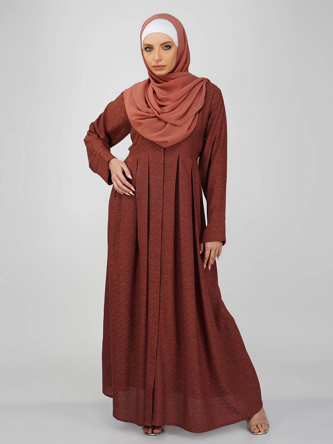 Saida Front Open Pleated Abaya Set