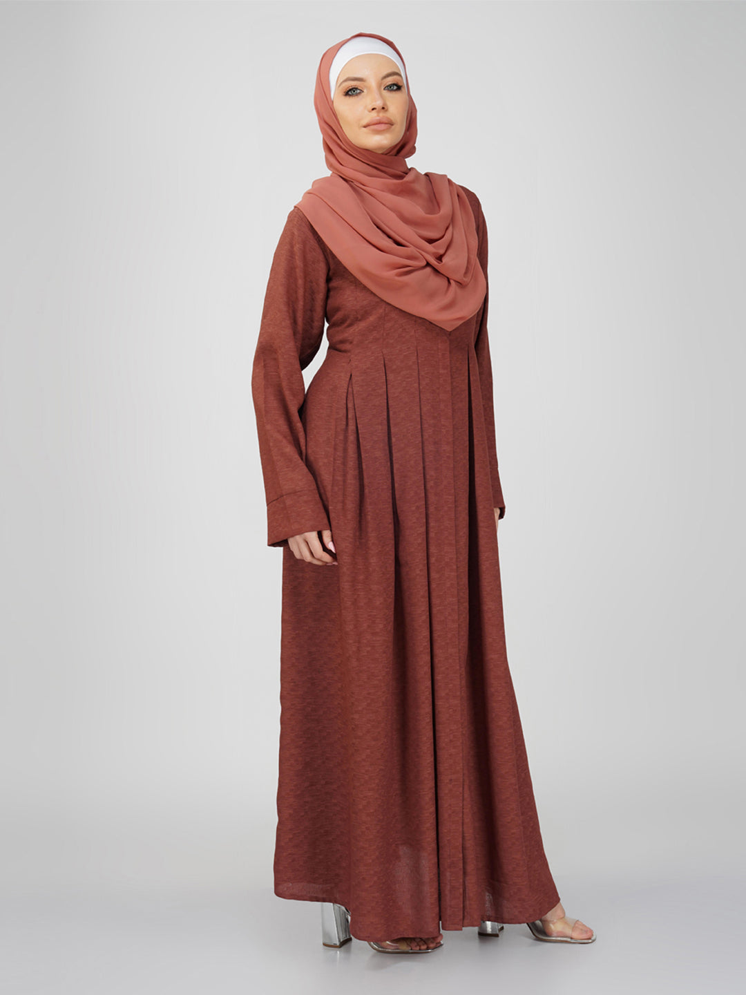 Saida Front Open Pleated Abaya Set