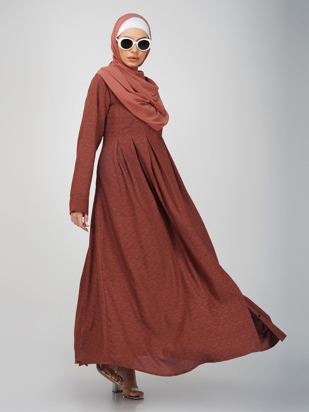 Saida Front Open Pleated Abaya Set