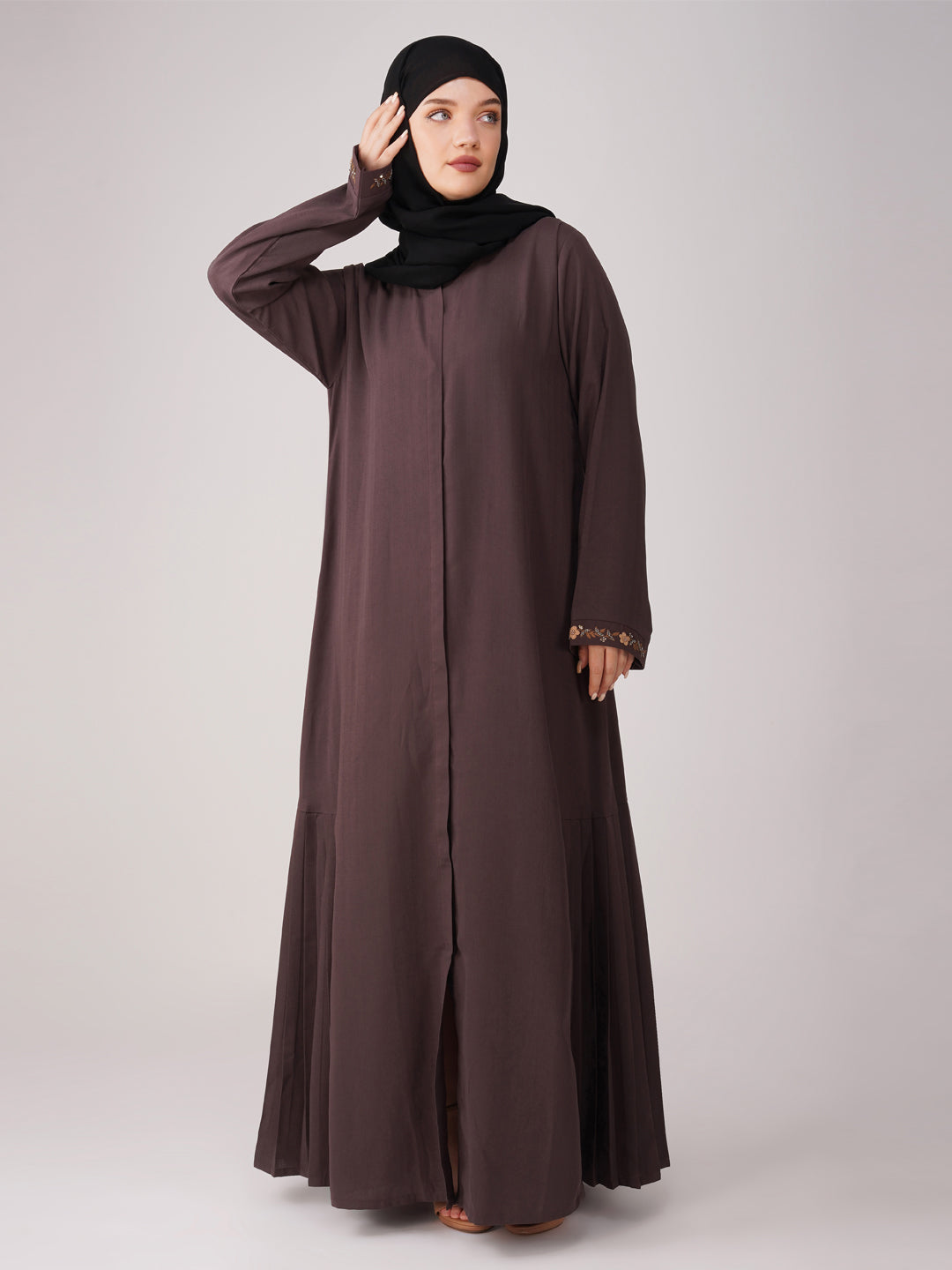 Tanzeena Bottom Pleats Handwork Abaya Set
