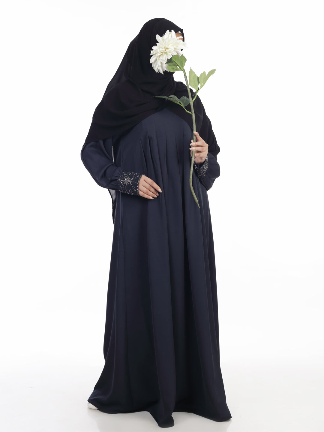Naziya Front Pleated Handwork Cuff Abaya