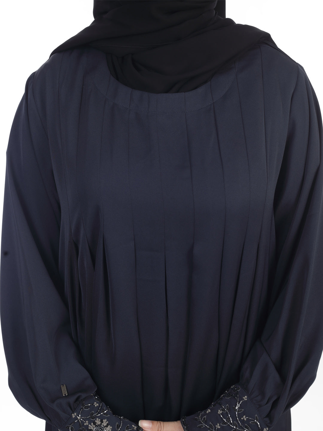 Naziya Front Pleated Handwork Cuff Abaya