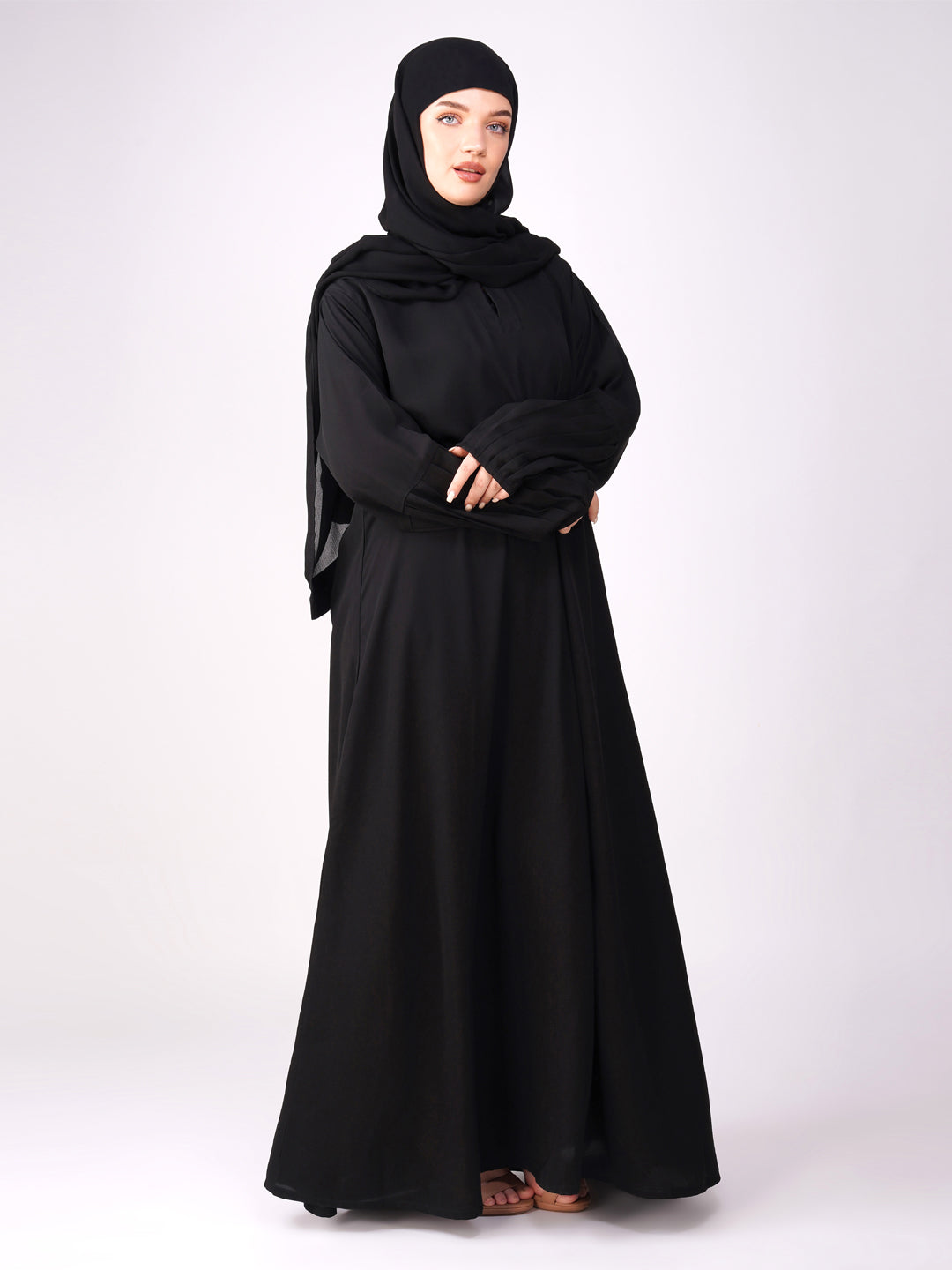 Bushra Pleated Sleeves Abaya Set