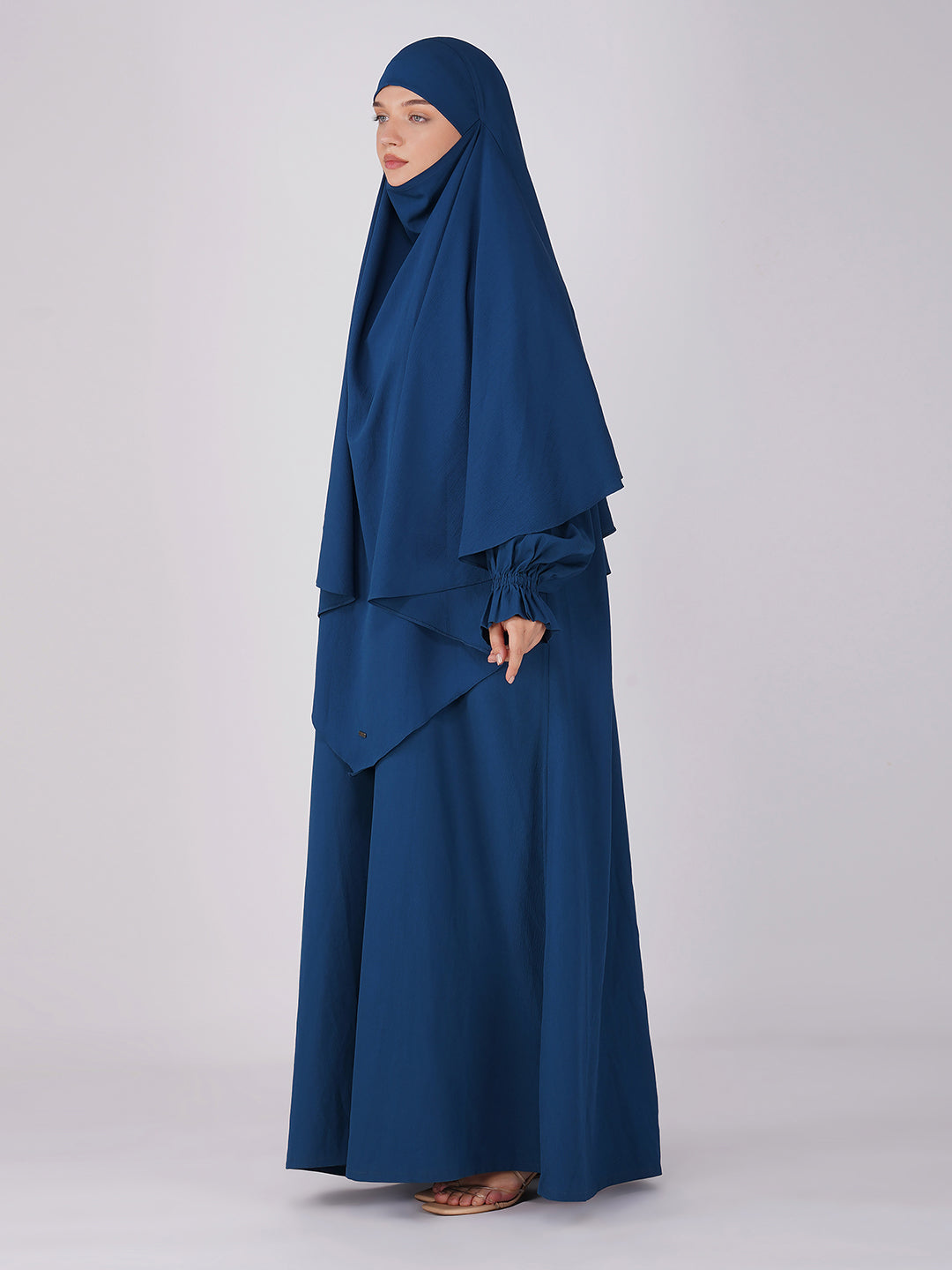Nazish Teal Blue Abaya Set