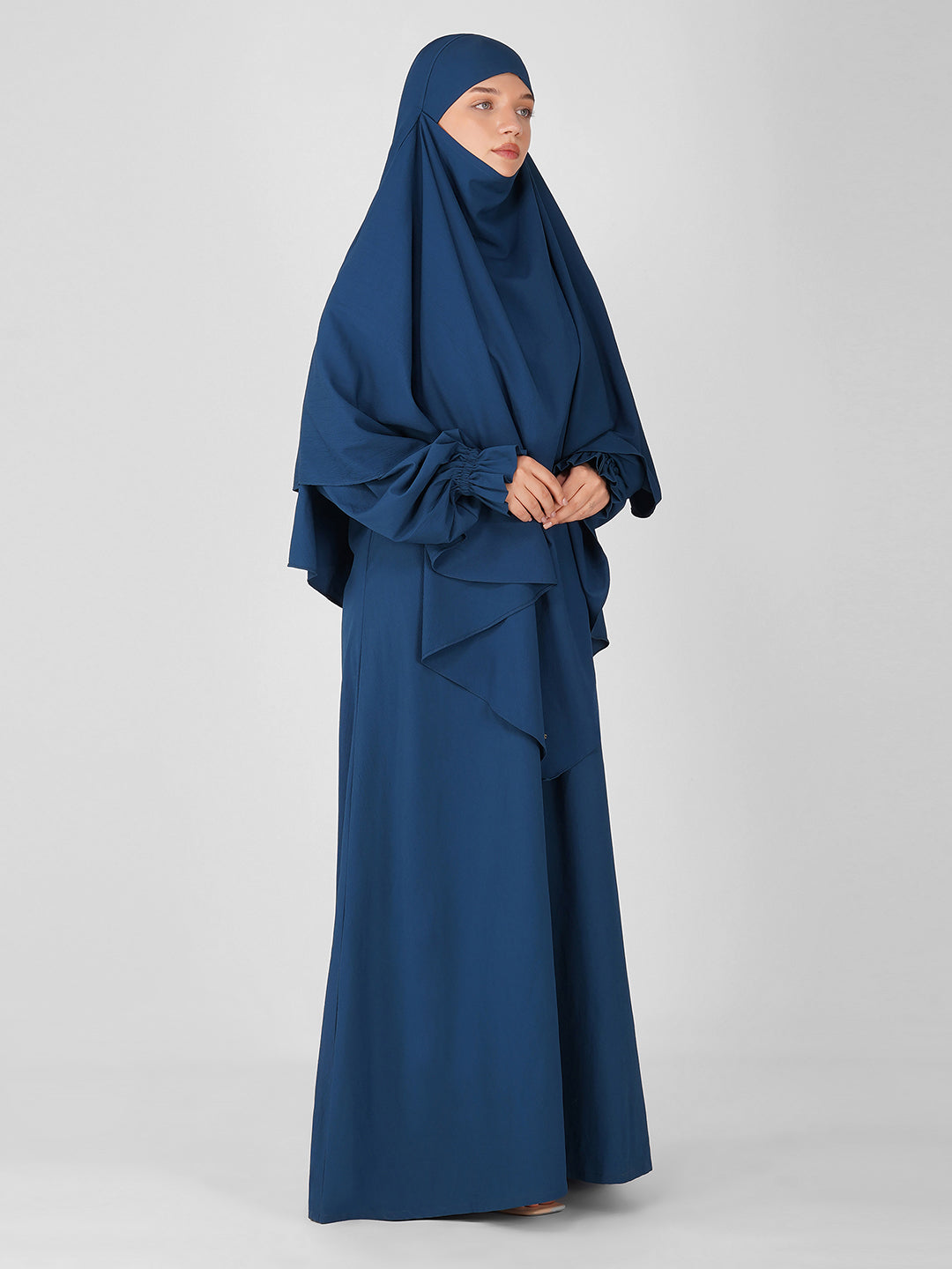 Nazish Teal Blue Abaya Set