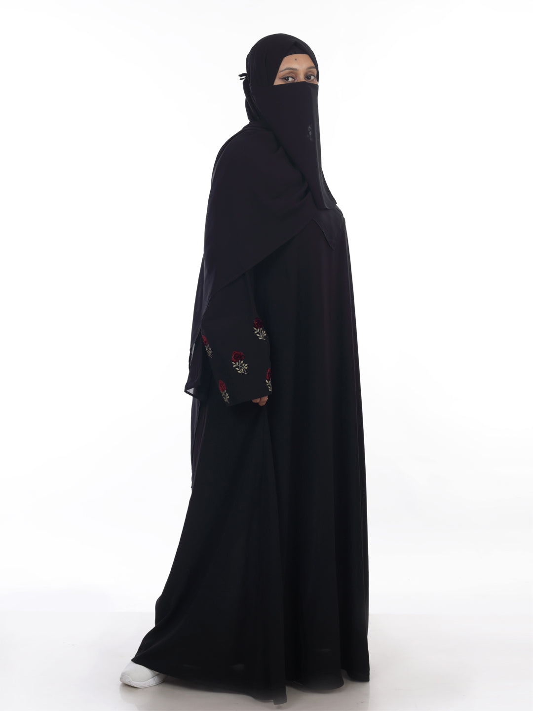 Classic Rose Embroidered Abaya Set