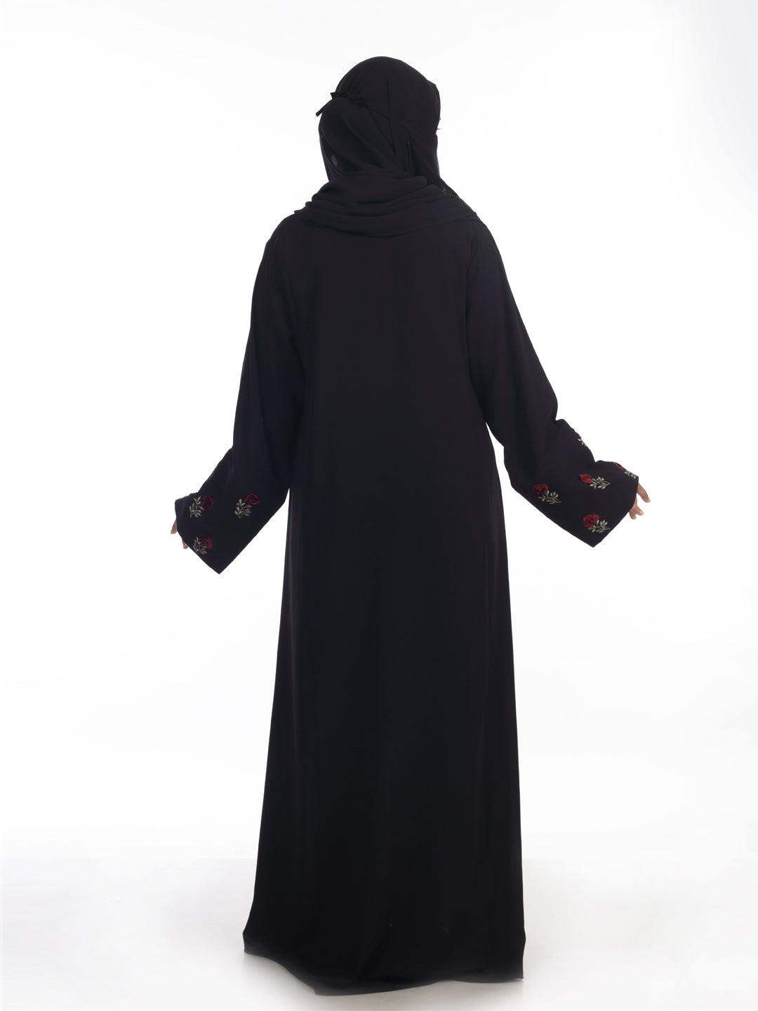 Classic Rose Embroidered Abaya Set