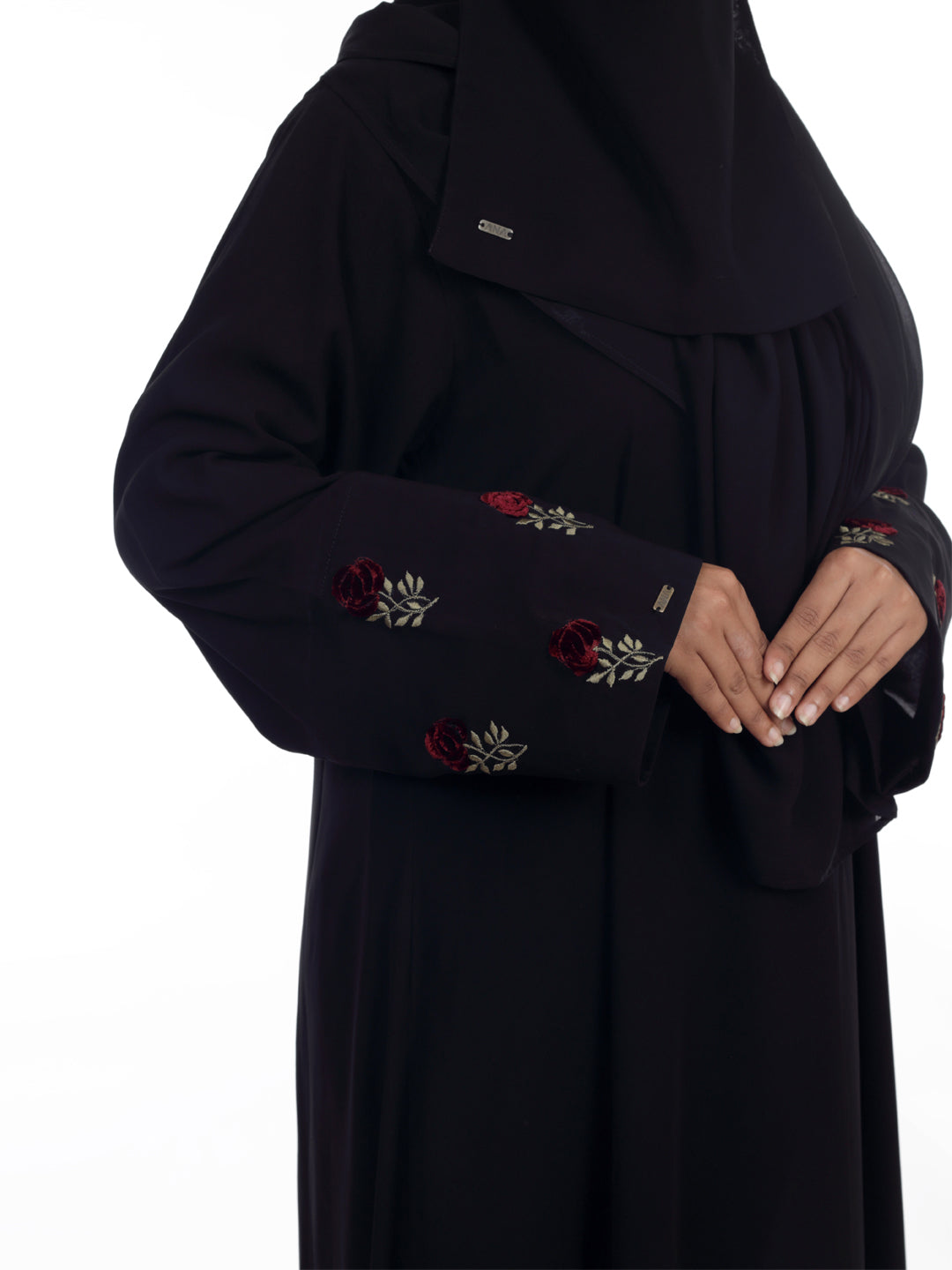 Classic Rose Embroidered Abaya Set