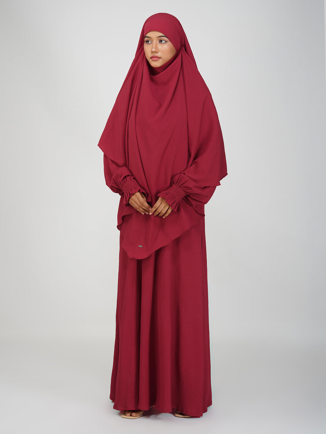 Shahina Maroon Abaya Set