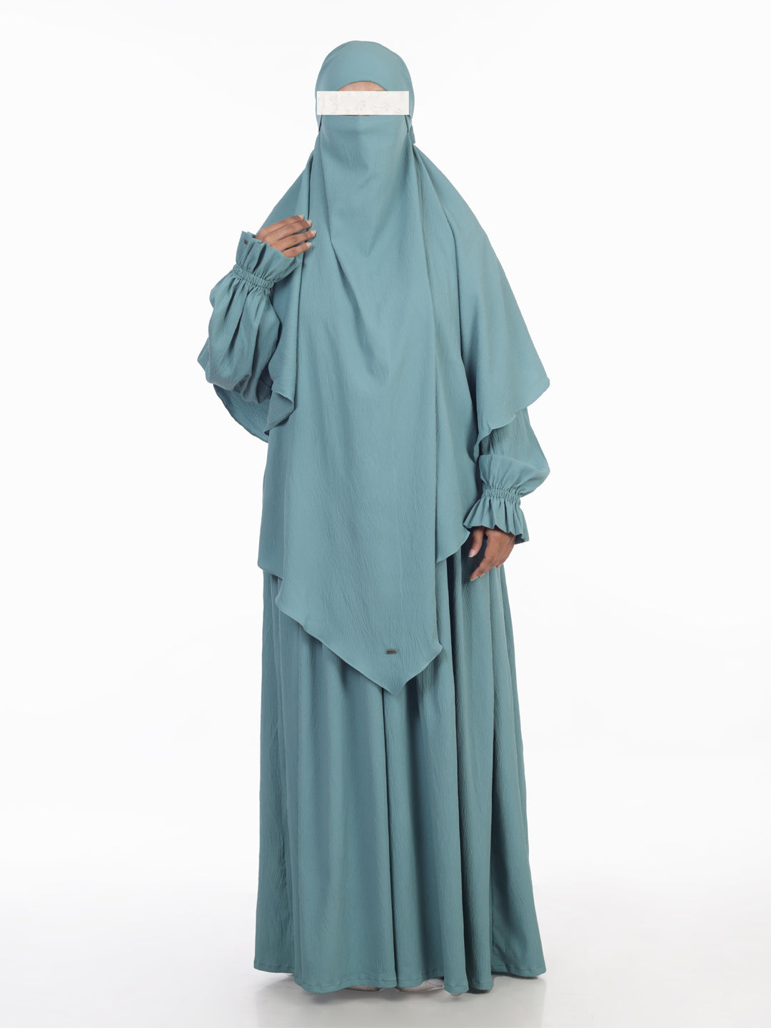 Frock Style Abaya Set With Drawstring at Waist