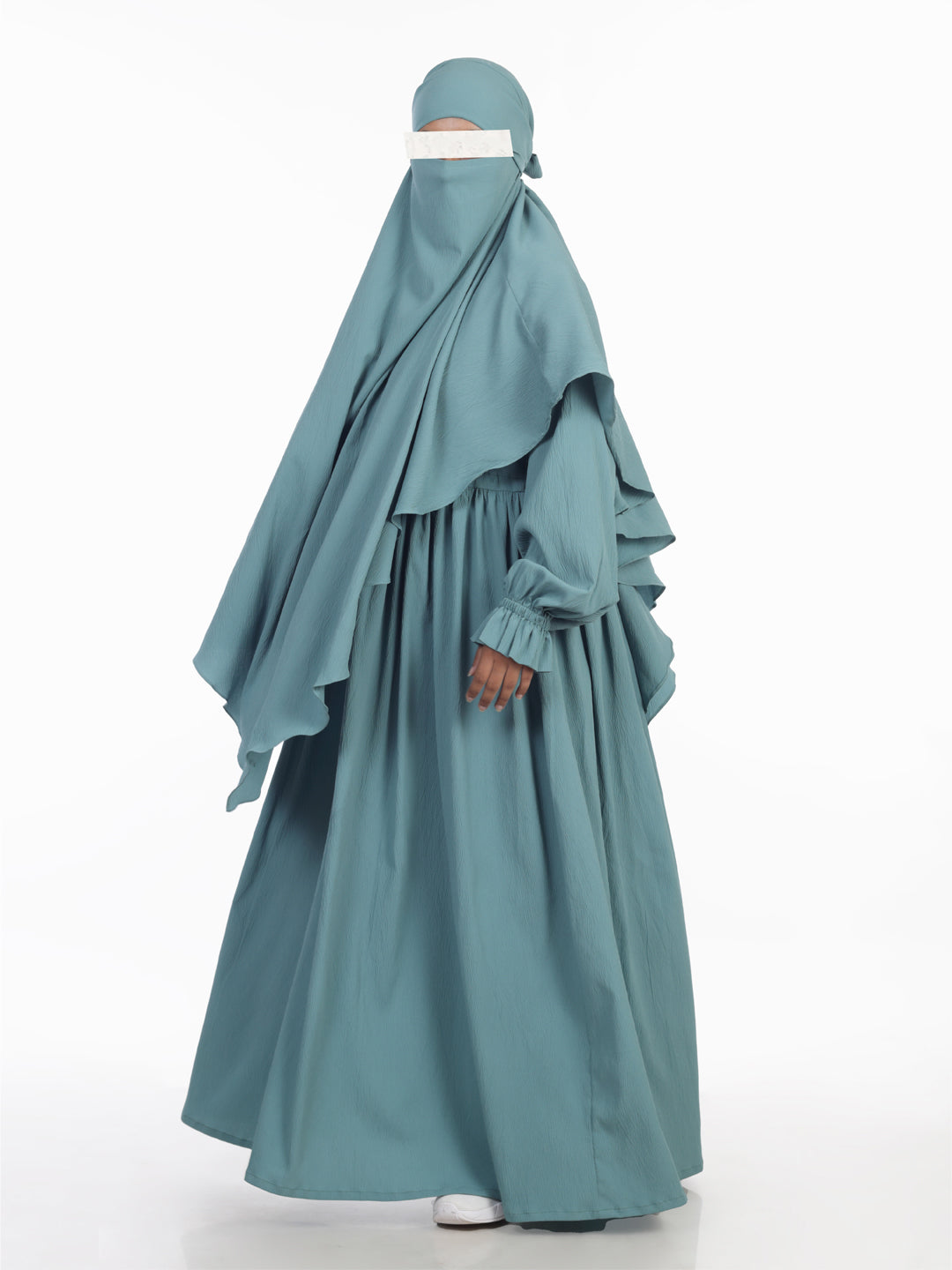 Frock Style Abaya Set With Drawstring at Waist