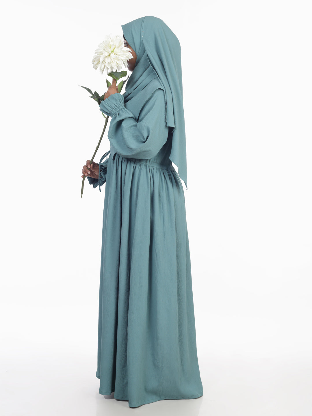 Frock Style Abaya Set With Drawstring at Waist