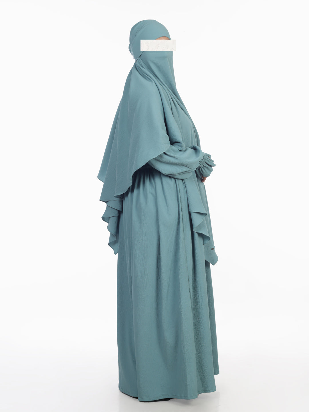 Frock Style Abaya Set With Drawstring at Waist