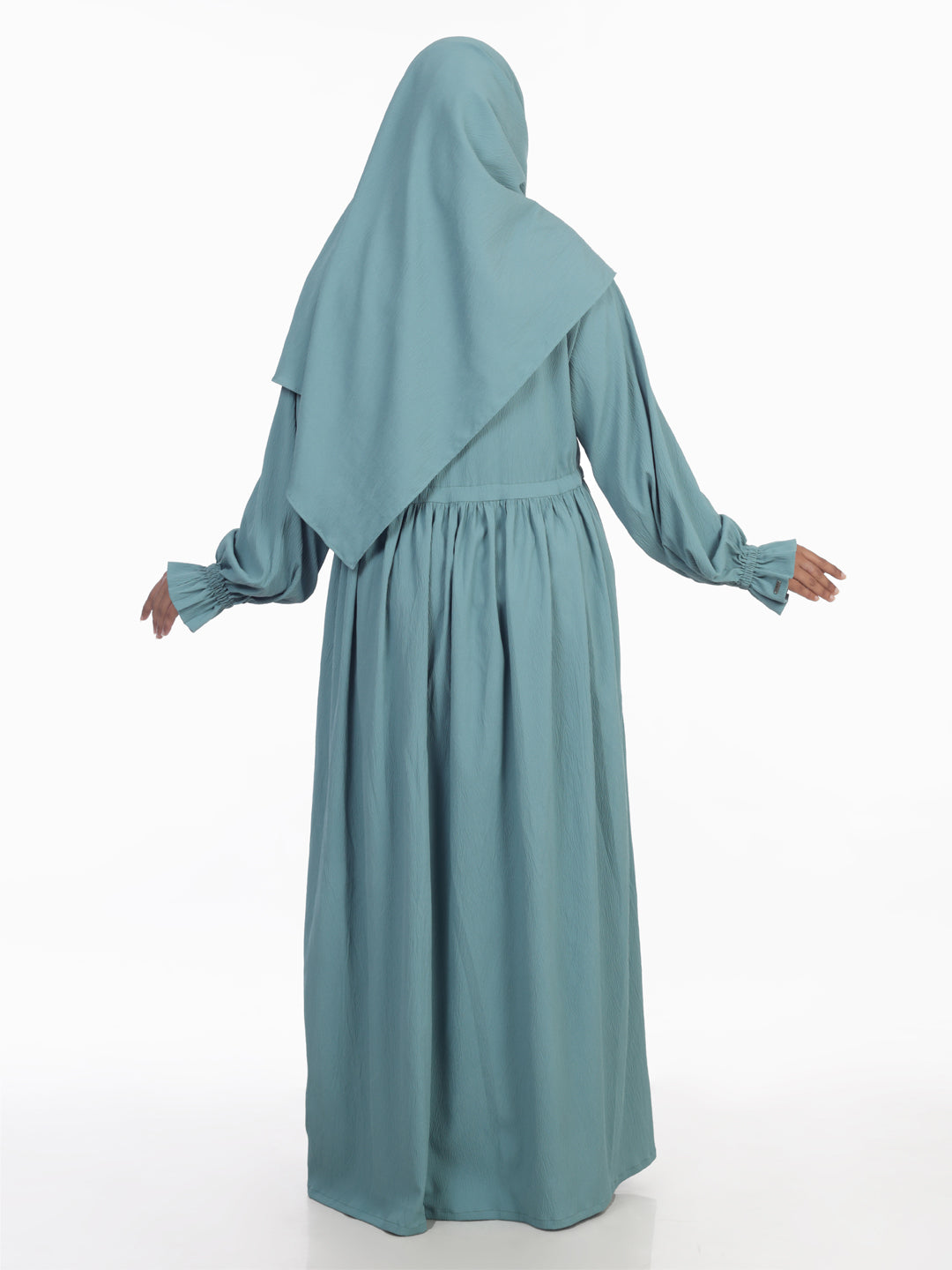Frock Style Abaya Set With Drawstring at Waist