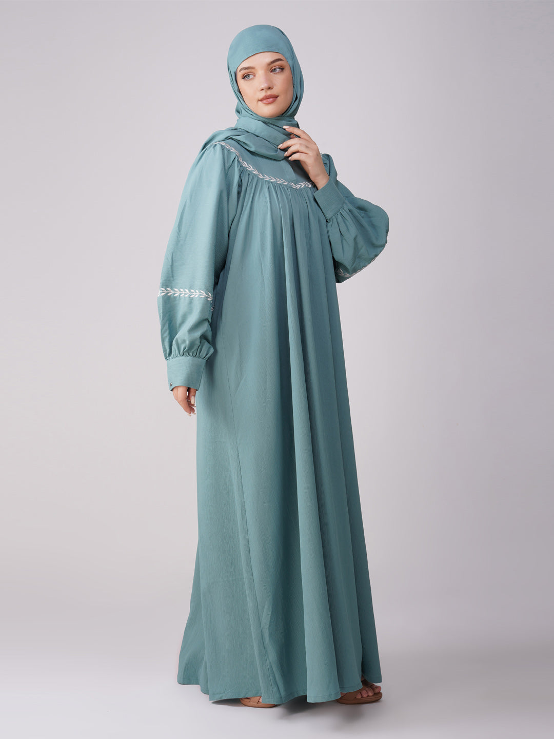 Ramsha Yoke Gather Embroidered Abaya