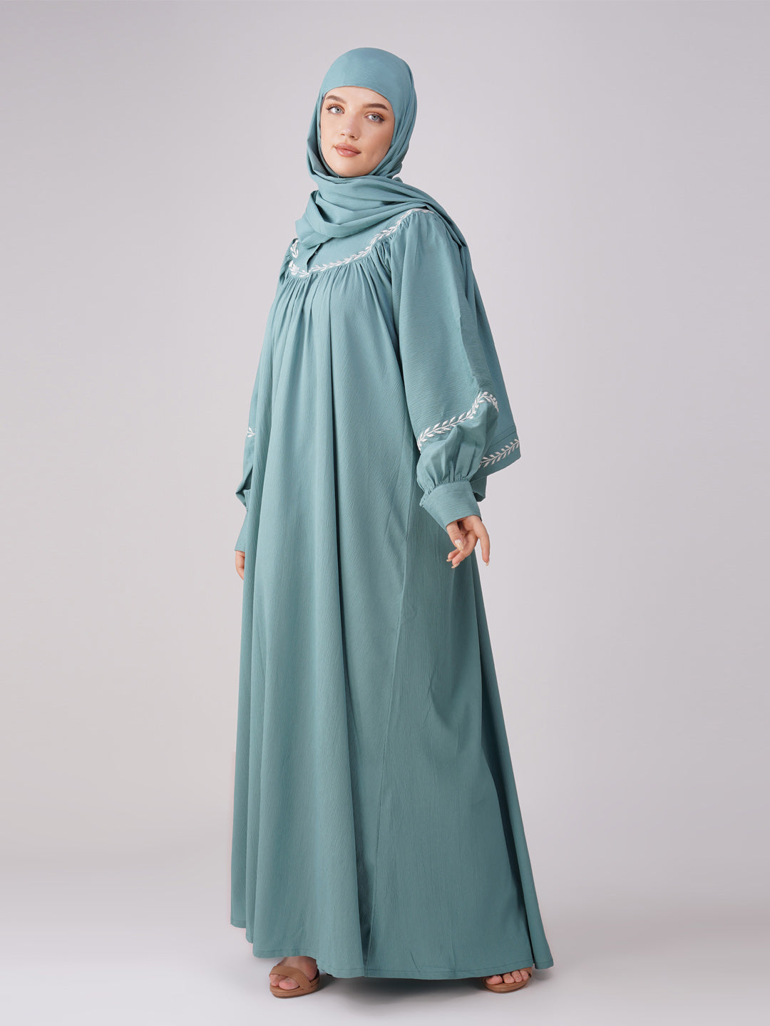 Ramsha Yoke Gather Embroidered Abaya