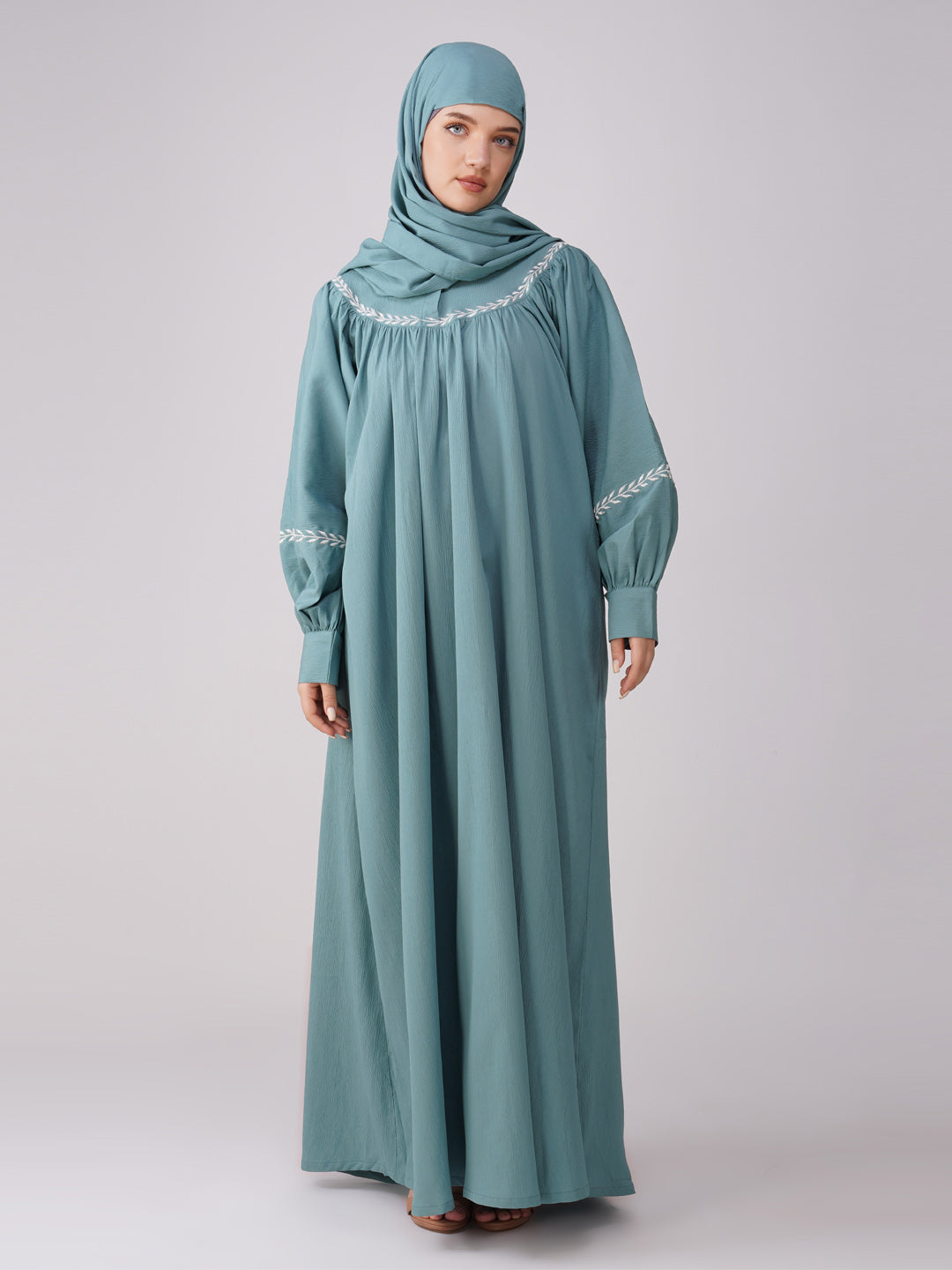 Ramsha Yoke Gather Embroidered Abaya