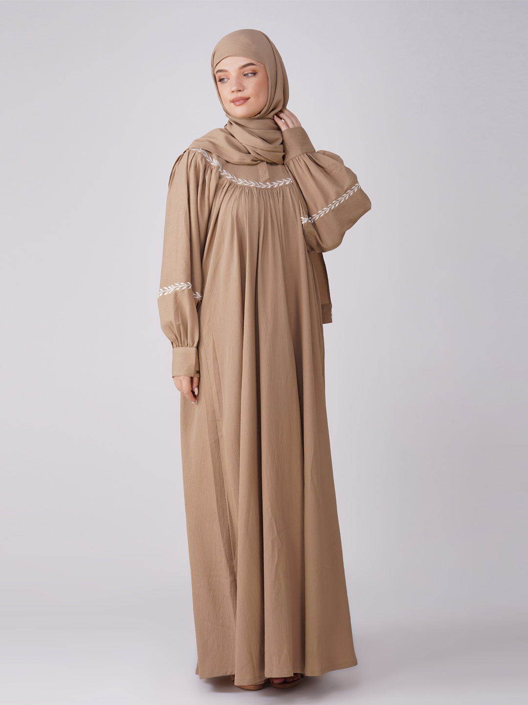 Ramsha Yoke Gather Embroidered Abaya