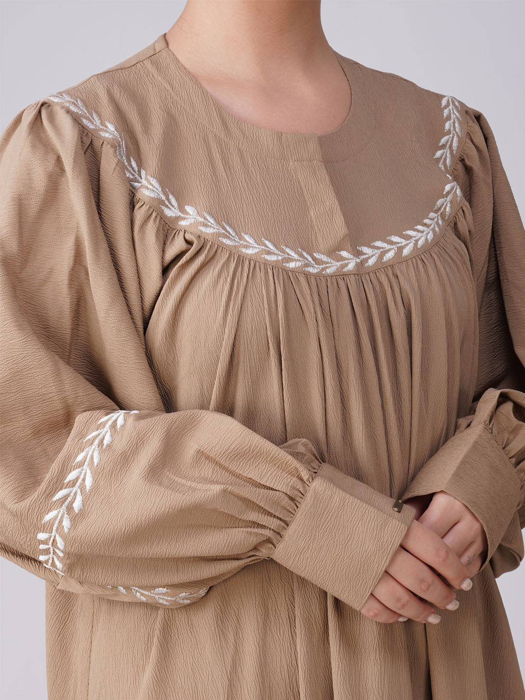 Ramsha Yoke Gather Embroidered Abaya