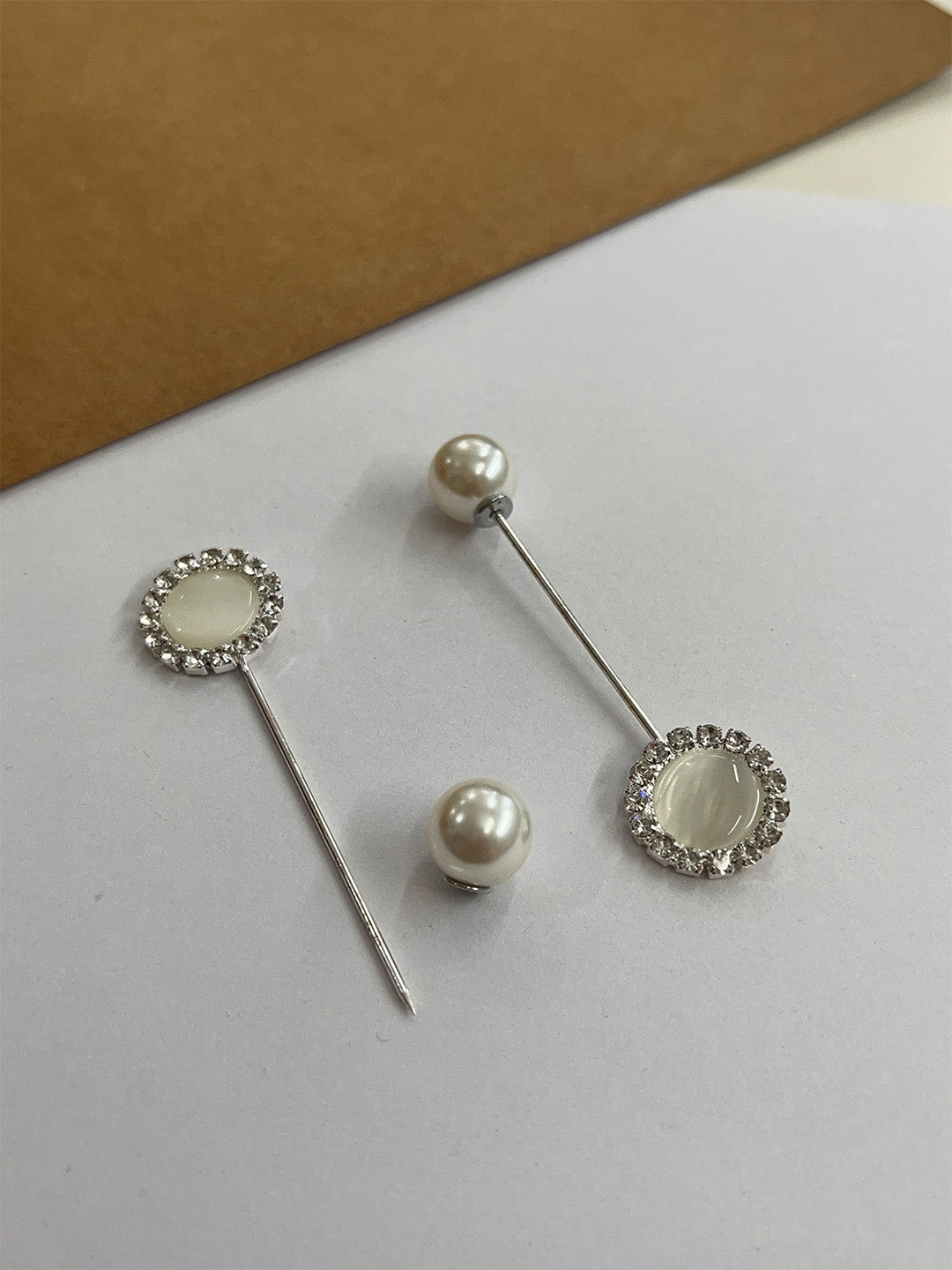 Diamante Pearl Pin-Set of 4