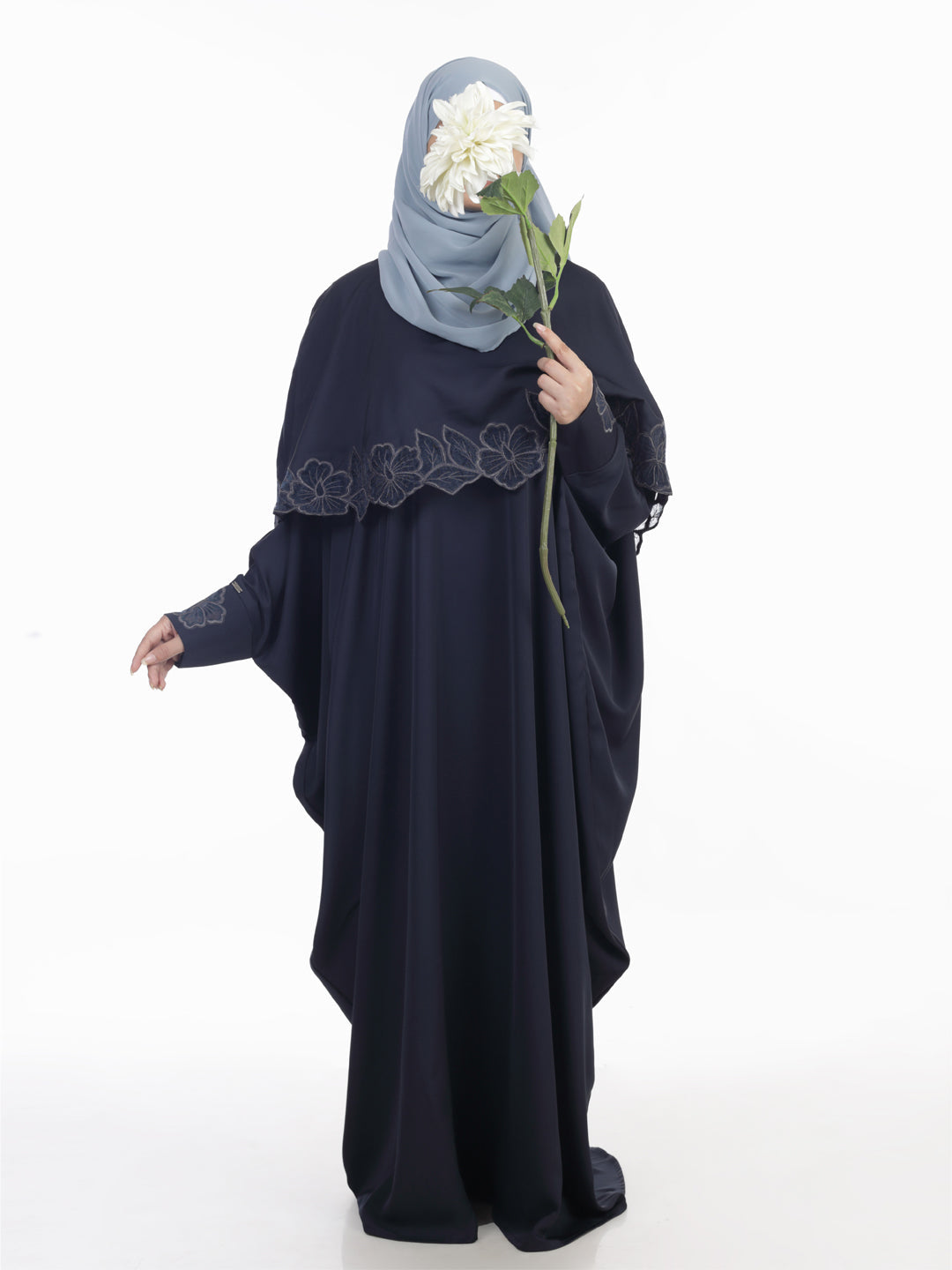 Haya Abaya with Cutwork Detail at Cuff and Poncho