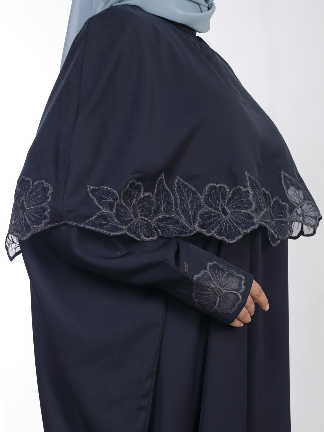 Haya Abaya with Cutwork Detail at Cuff and Poncho