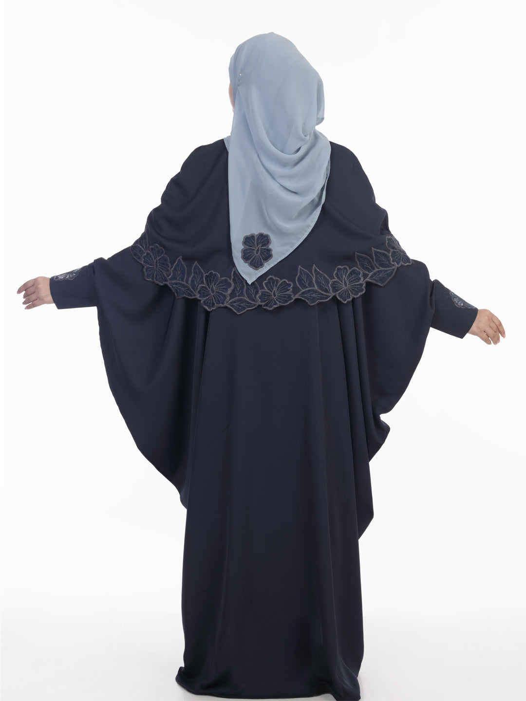 Haya Abaya with Cutwork Detail at Cuff and Poncho