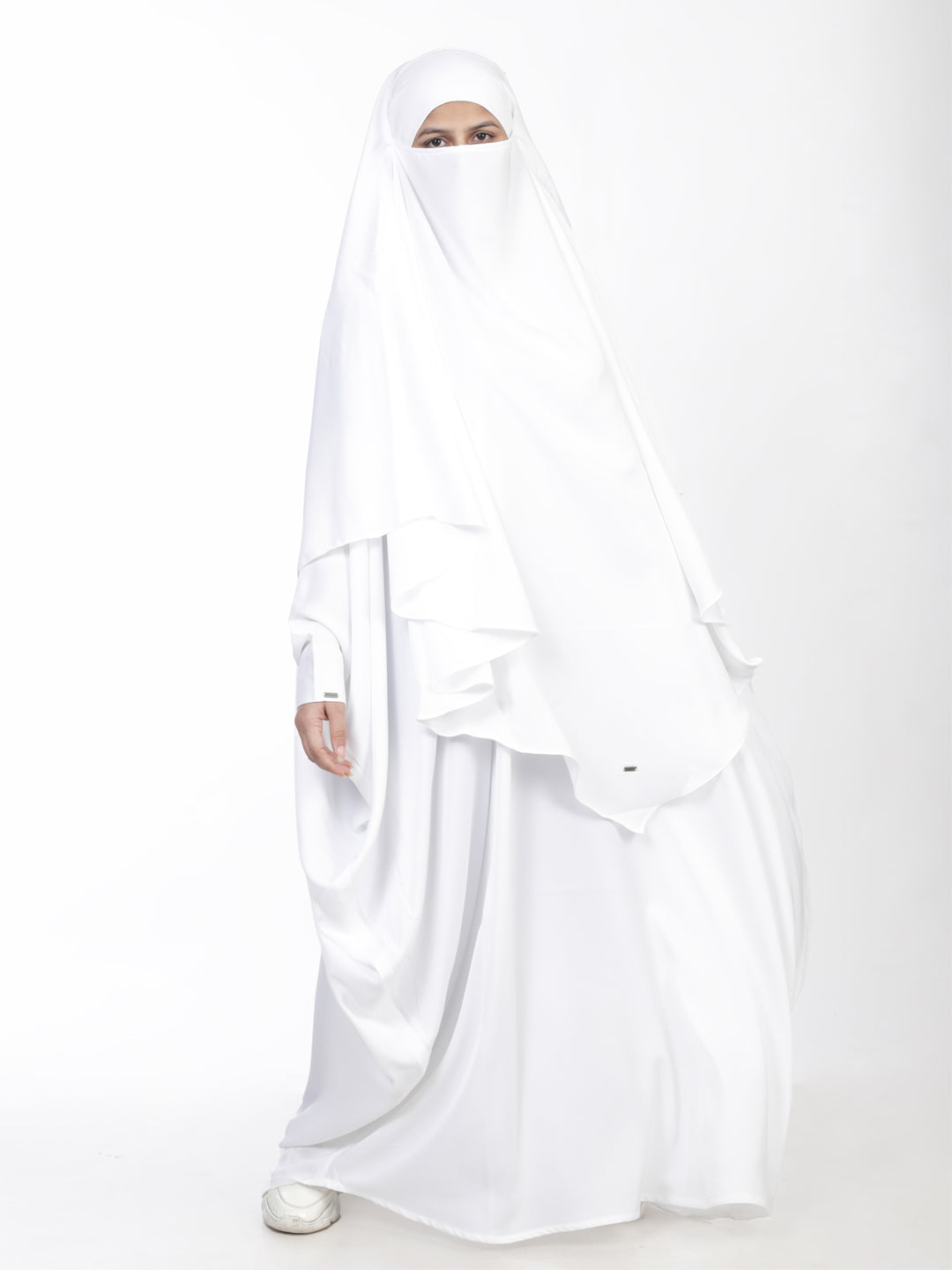 White Kaftan with Khimar Set