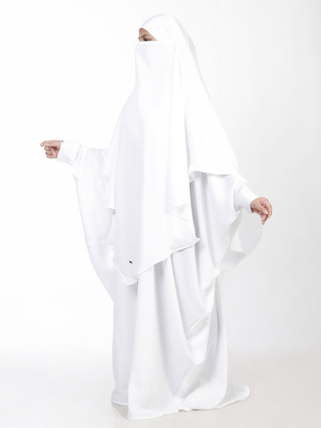 White Kaftan with Khimar Set