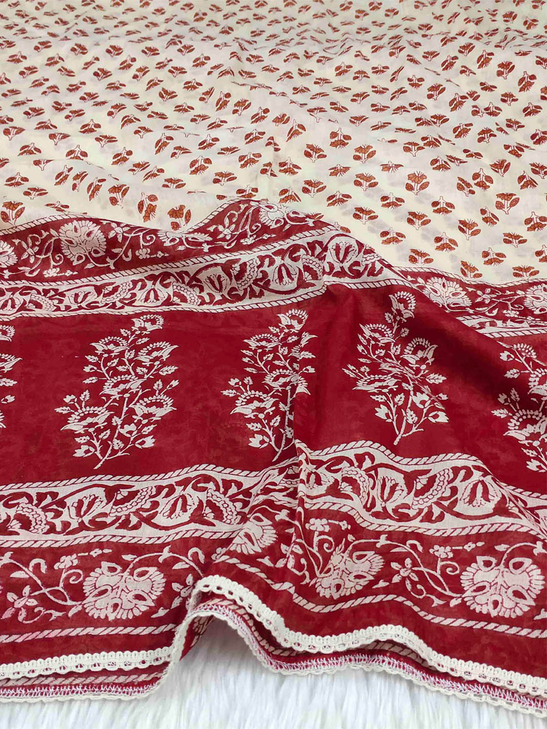 Aqsa Maroon Floral Cotton Namaz Dupatta
