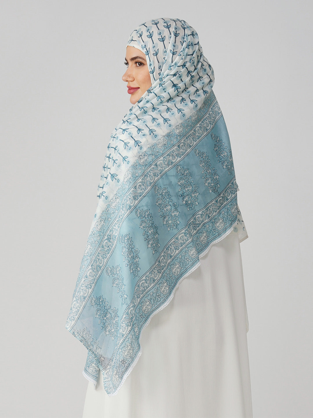 Amal Blue Cotton Namaz Dupatta