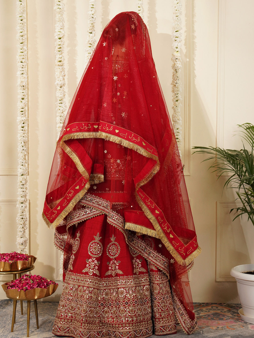 Bridal Dupatta - Centre Embroidery With Border Work At Four Side