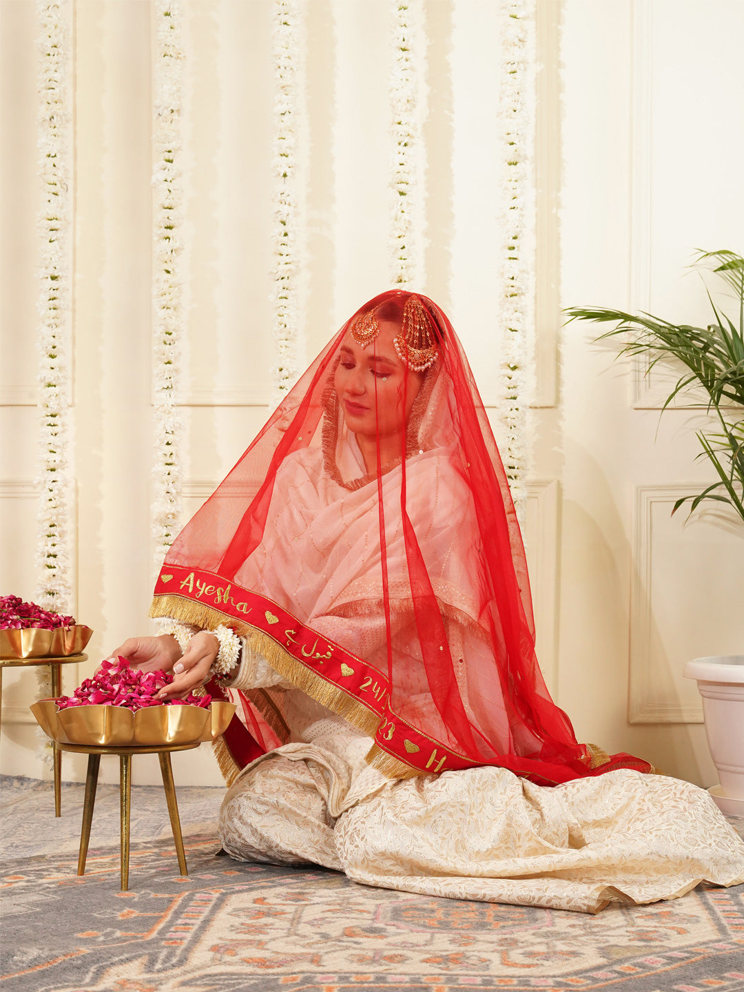 Bridal Dupatta - Border Work At Front Side