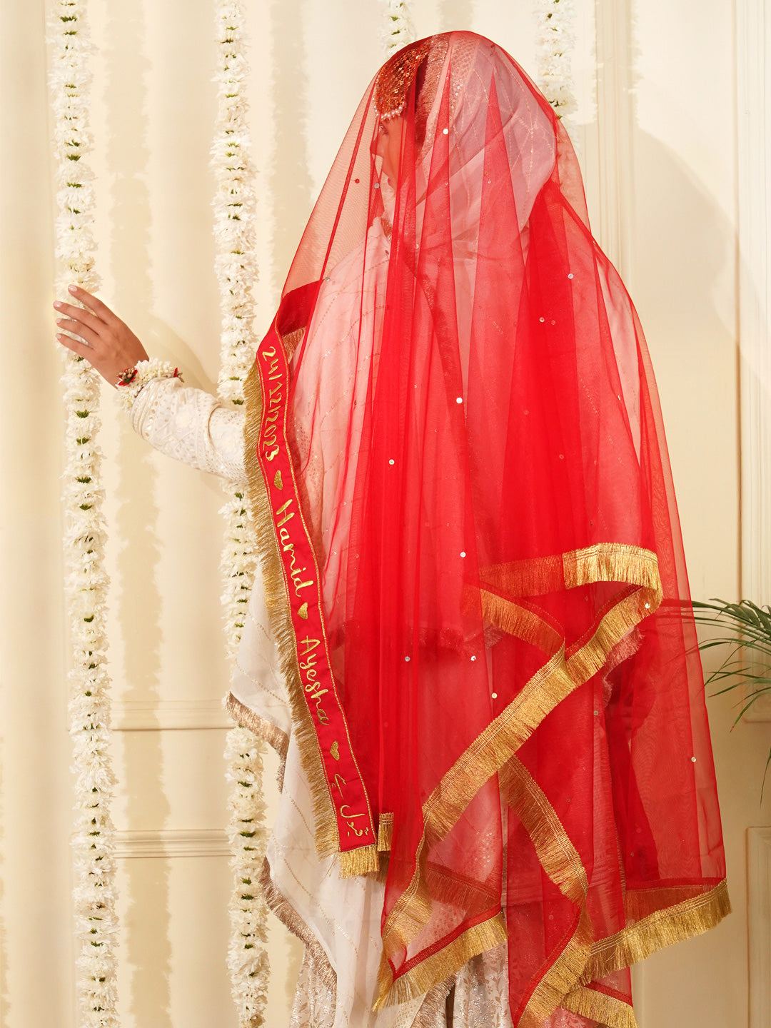 Bridal Dupatta - Border Work At Front Side