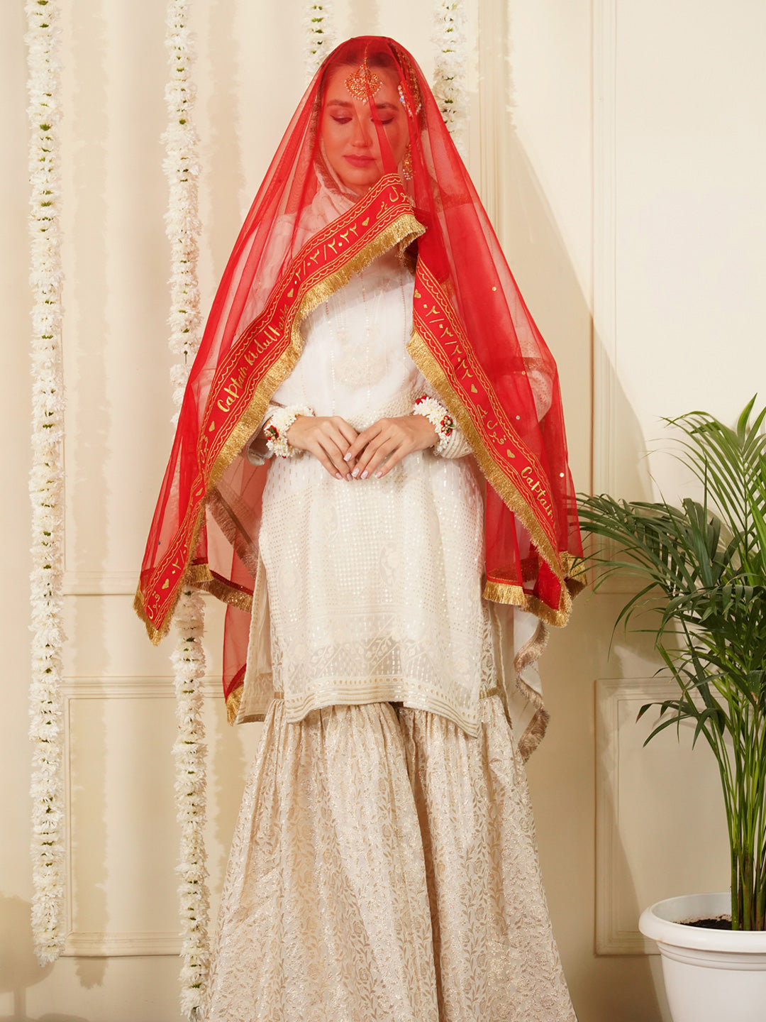 Bridal Dupatta - Border Work At Front Side