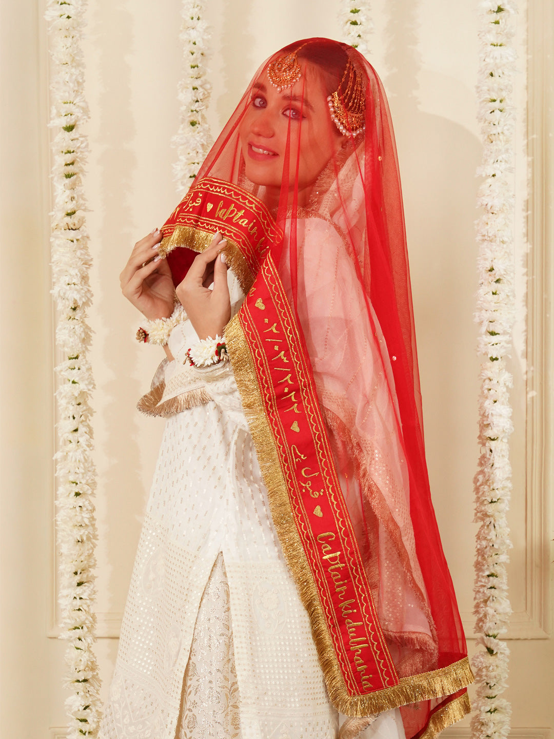Bridal Dupatta - Border Work At Front Side