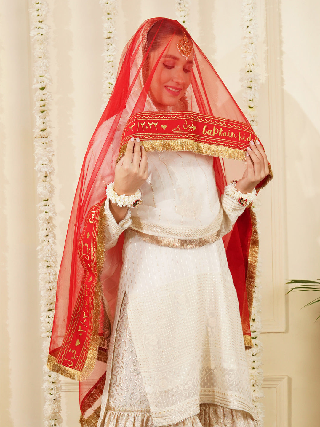 Bridal Dupatta - Border Work At Front Side