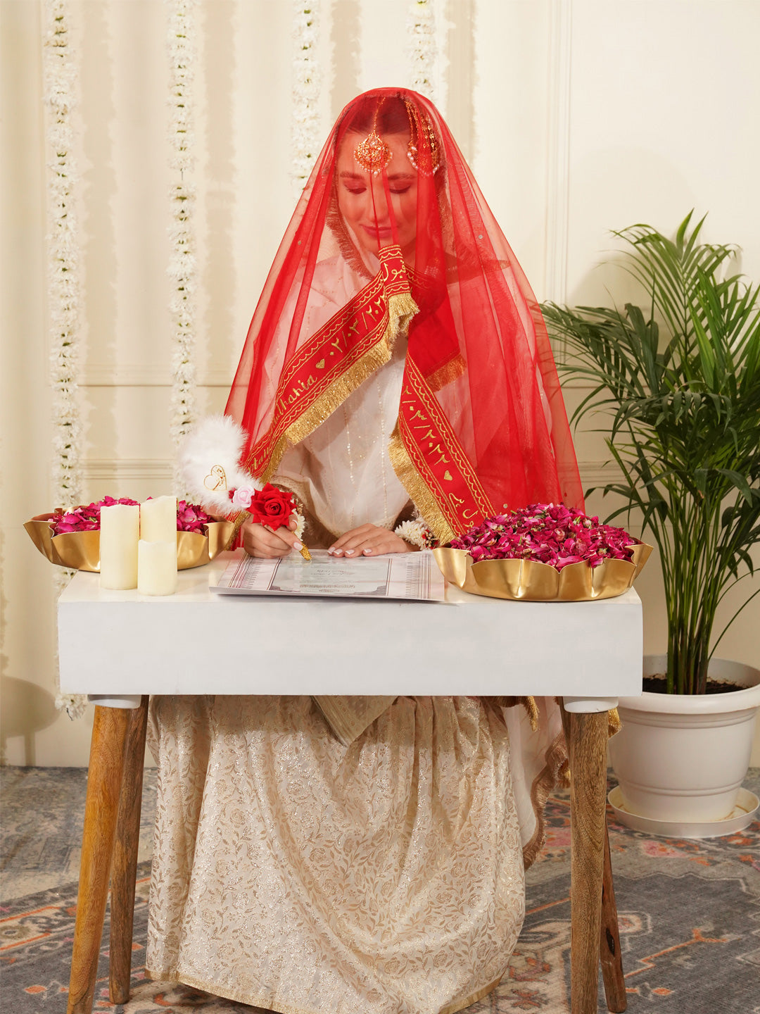 Bridal Dupatta - Border Work At Front Side