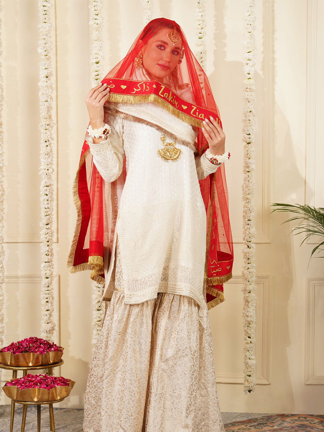 Bridal Dupatta - Border Work At Four Side