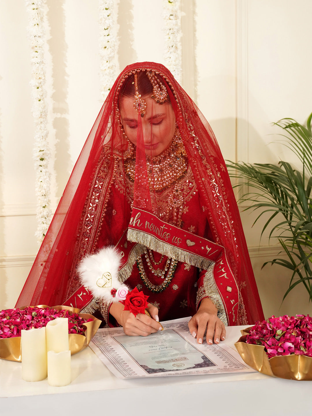 Bridal Dupatta - Beadwork Border At Four Sides