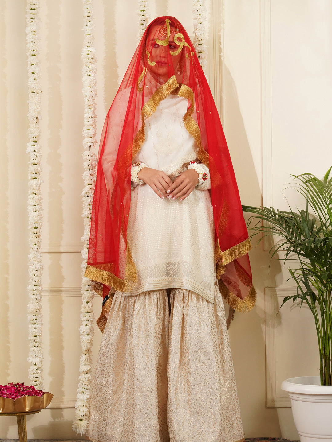 Bridal Dupatta - Centre Embroidery