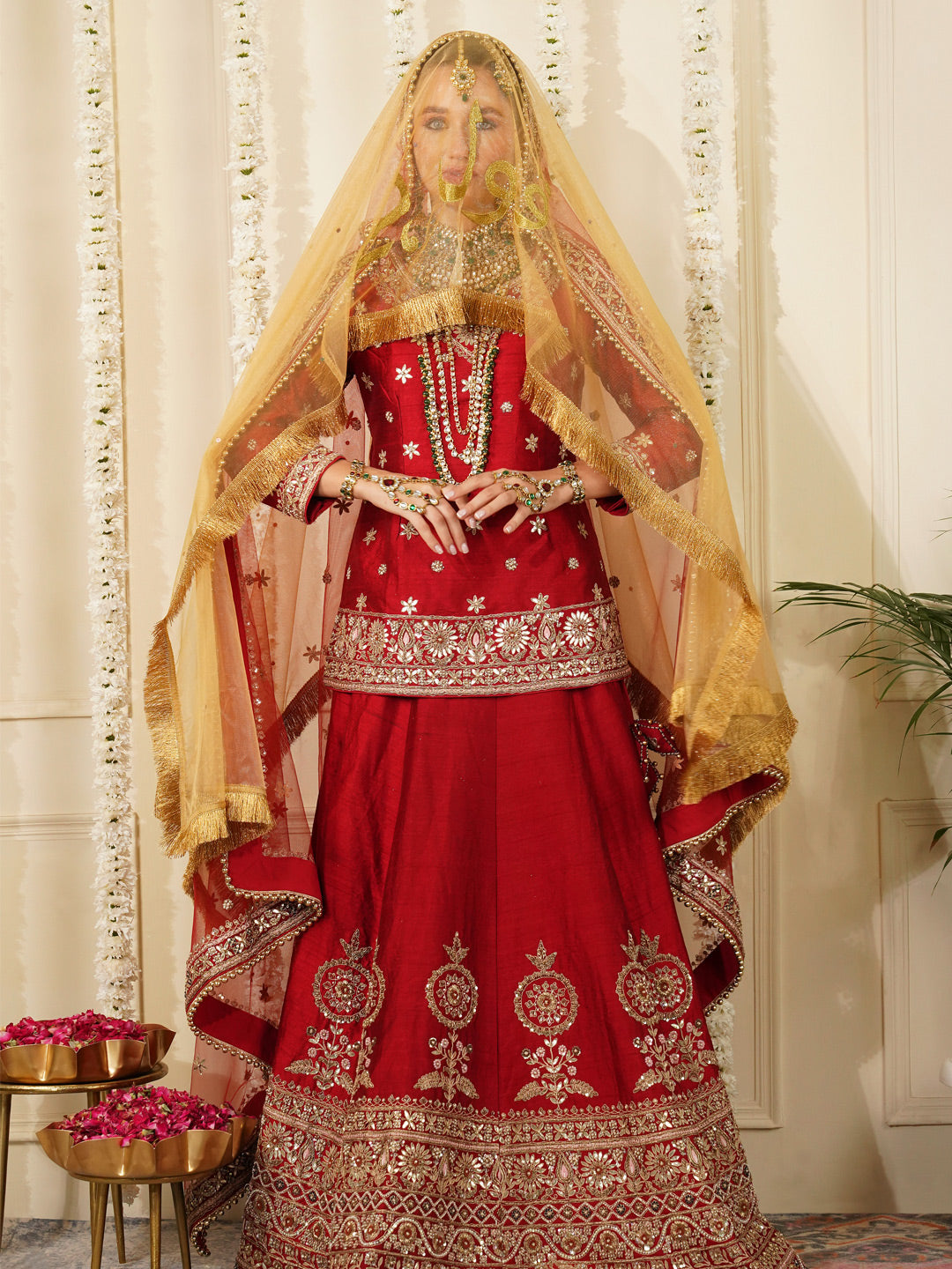 Bridal Dupatta - Centre Embroidery