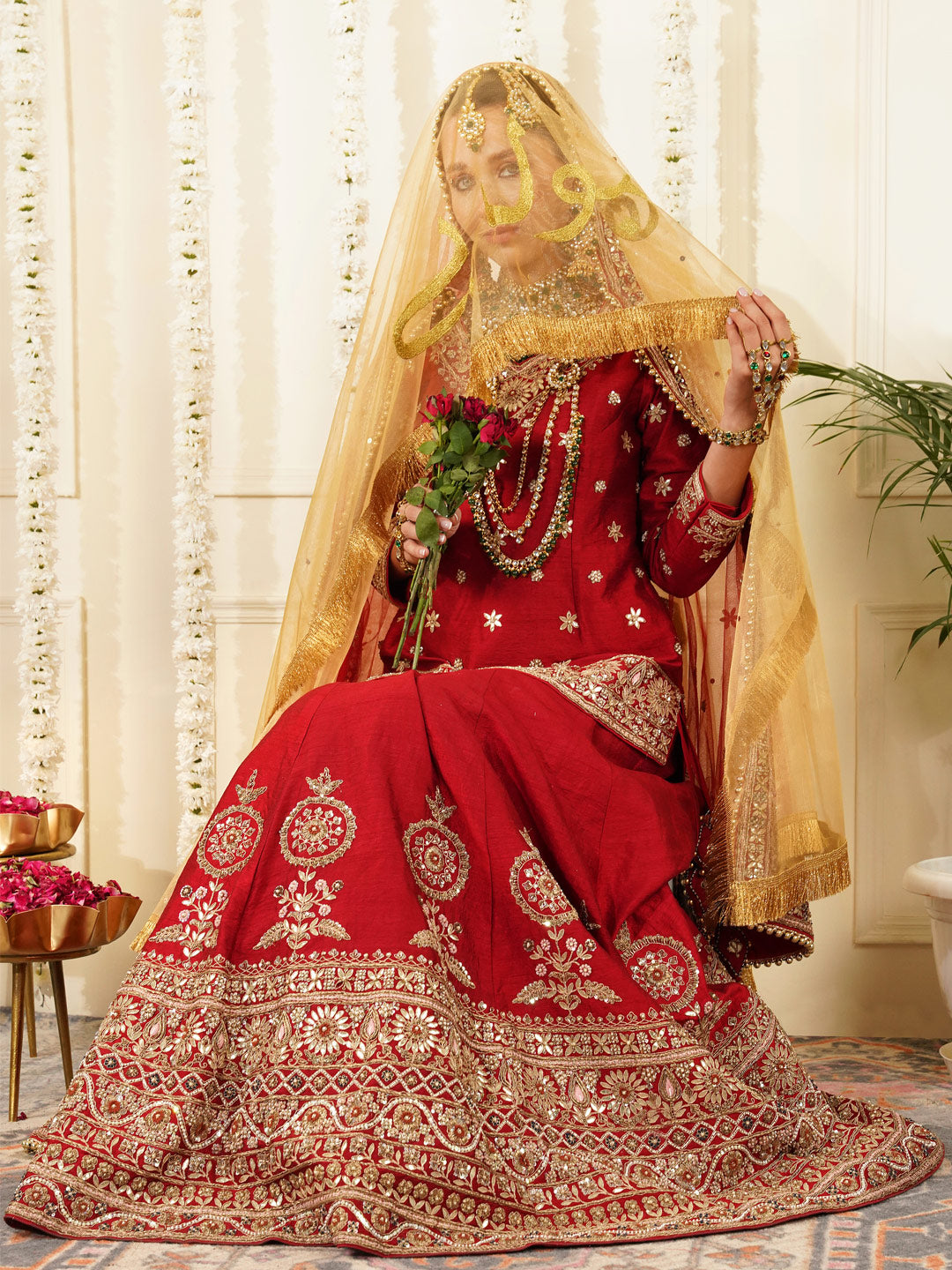 Bridal Dupatta - Centre Embroidery