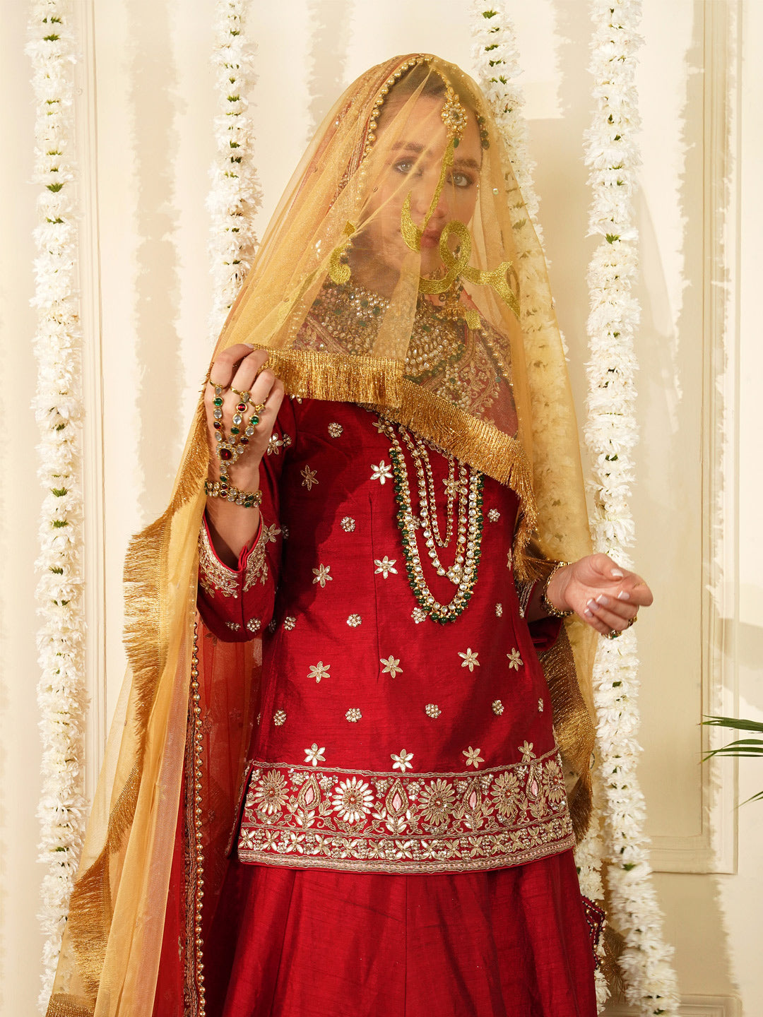 Bridal Dupatta - Centre Embroidery