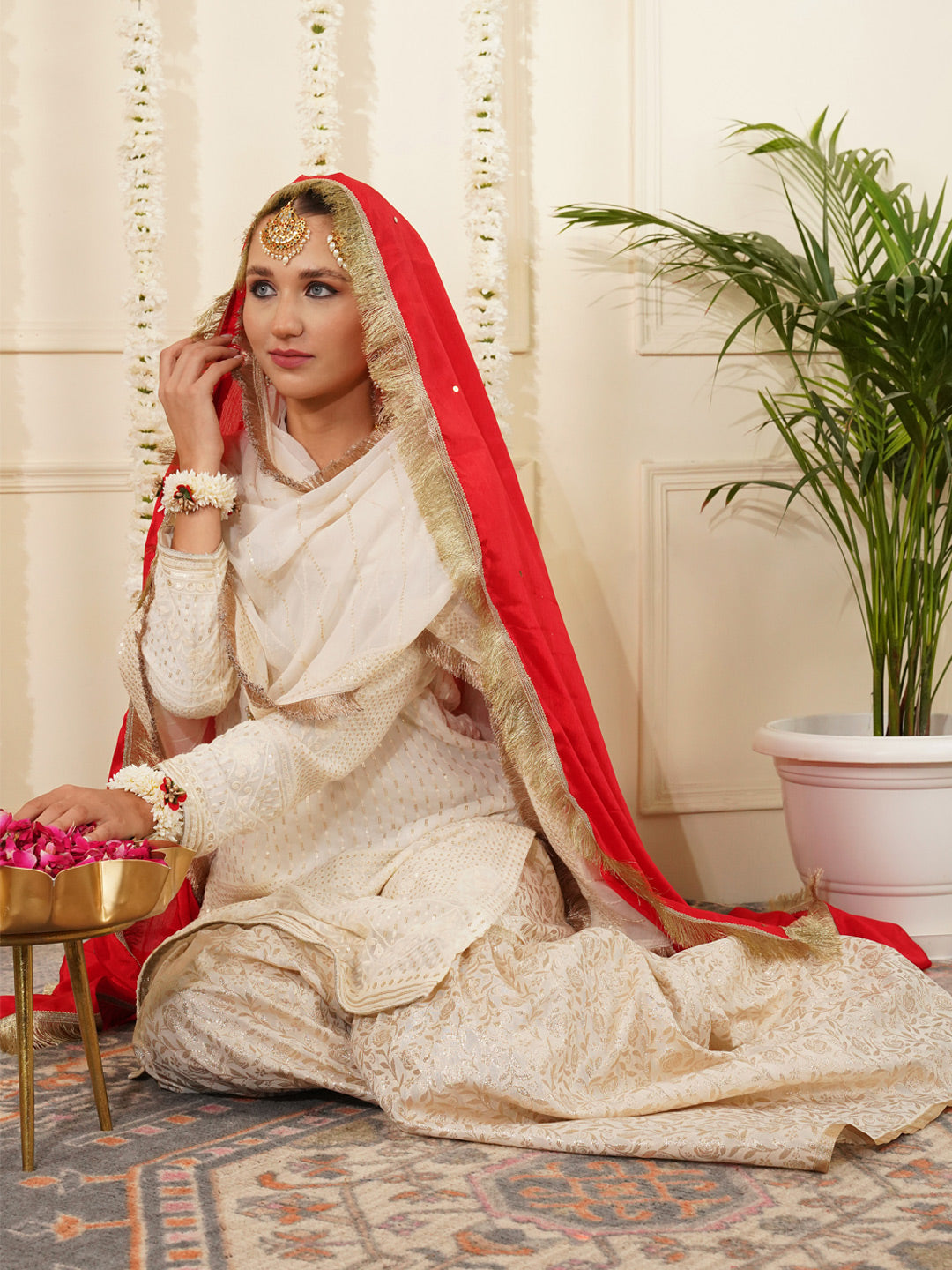 Bridal Dupatta - Centre Embroidery Chinon Silk